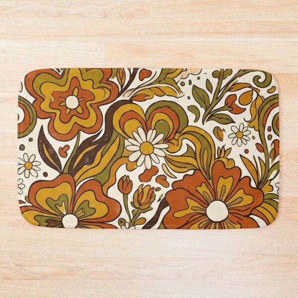 Item preview, Retro 70s Floral Seamless Pattern, Groovy Flower Digital Paper, Boho Vintage,  Orange Mustard Floral Design designed and sold by ArtDesignTp.