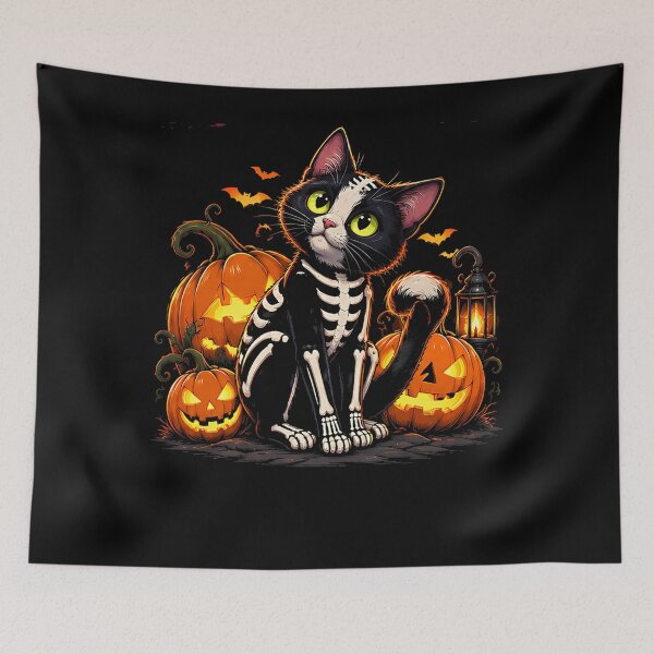 Item preview, Funny Halloween Cat Skull Costume Spooky Season Pumpkin designed and sold by JaredDeShop.