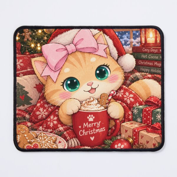 Item preview, Merry Christmas Cozy Cat With Hot Cocoa designed and sold by Luna's World - Moody Vibes Studio.