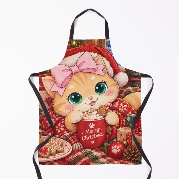 Item preview, Merry Christmas Cozy Cat With Hot Cocoa designed and sold by Luna's World - Moody Vibes Studio.