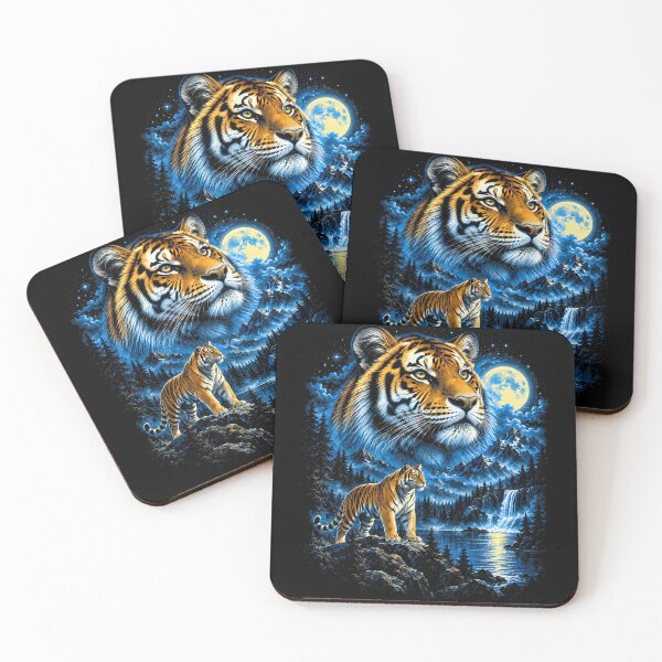 Item preview, Tiger Moonlit Mountain Wilderness Fantasy Art designed and sold by Tomtomatos.