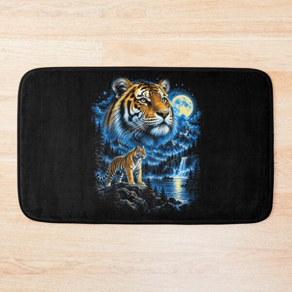 Item preview, Tiger Moonlit Mountain Wilderness Fantasy Art designed and sold by Tomtomatos.