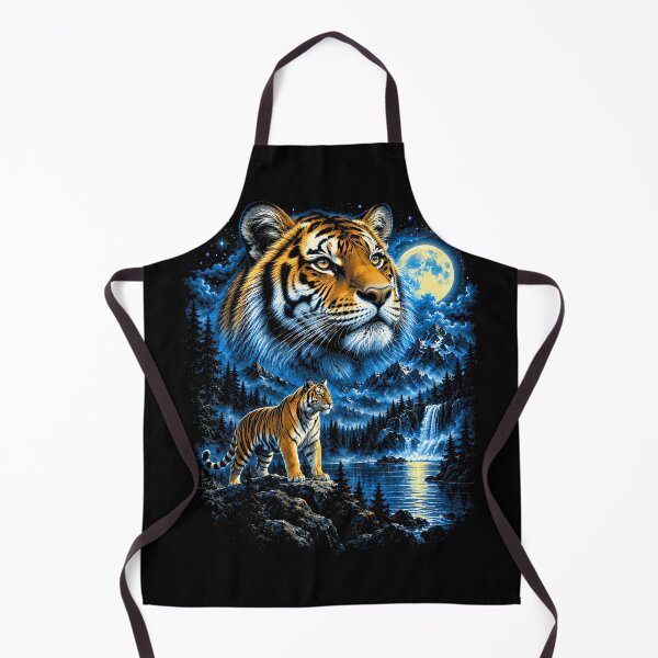 Item preview, Tiger Moonlit Mountain Wilderness Fantasy Art designed and sold by Tomtomatos.