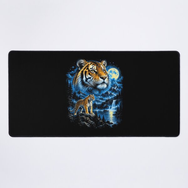 Item preview, Tiger Moonlit Mountain Wilderness Fantasy Art designed and sold by Tomtomatos.
