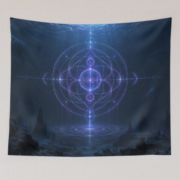 Item preview, Glowing Bioluminescent Whale Sacred Geometry Cosmic Ocean designed and sold by monkeybusiness.pt.