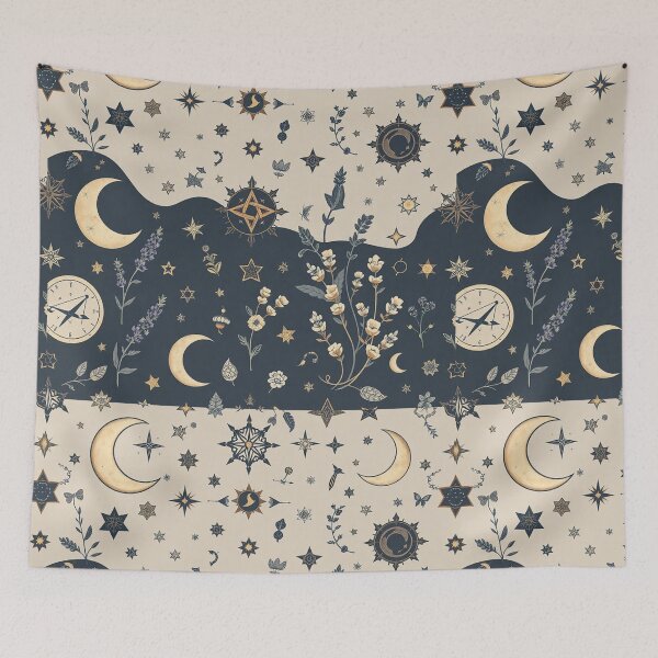 Item preview, Celestial Moon Stars Botanical Pattern designed and sold by PunchDrop.