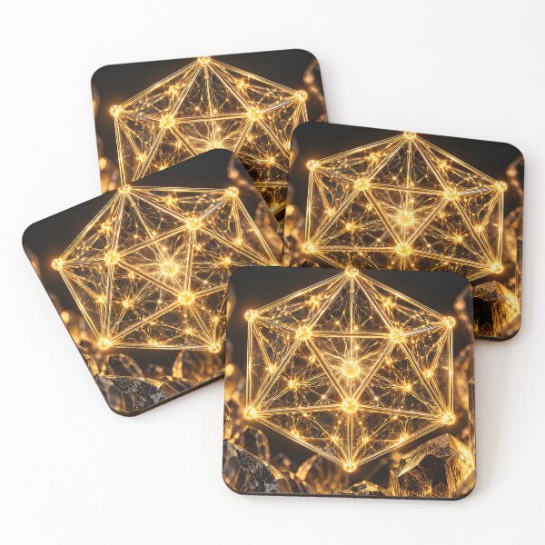 Item preview, Cristales de cuarzo Merkaba de geometría sagrada dorados brillantes designed and sold by monkeybusiness.pt.