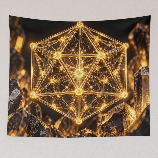 Item preview, Glowing Gold Sacred Geometry Merkaba Quartz Crystals designed and sold by monkeybusiness.pt.
