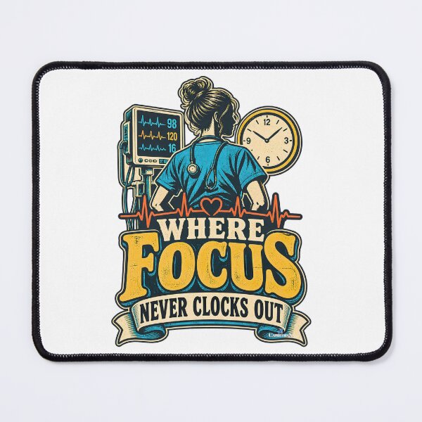 Item preview, ICU Nurse Where Focus Never Clocks Out designed and sold by EvergreenPark - Tee Studio.