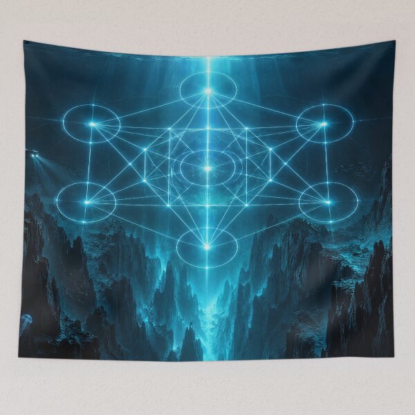 Item preview, Glowing Blue Metatrons Cube Underwater Trench Ocean designed and sold by monkeybusiness.pt.