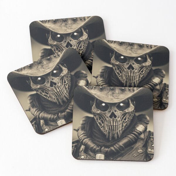 Item preview, Mechanical Skull Cowboy - Futuristic Western Warrior designed and sold by thefreezoneart.