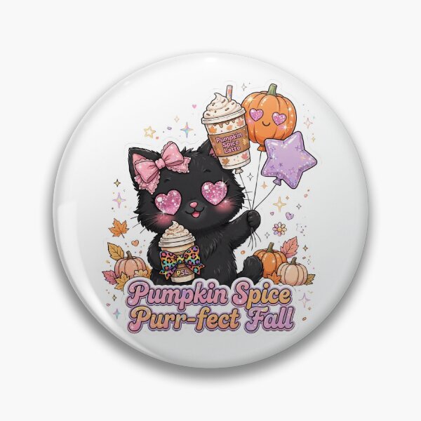 Item preview, Pumpkin Spice Purr-fect Fall Black Cat Coquette PSL Balloons Kawaii designed and sold by HealingEraInk.