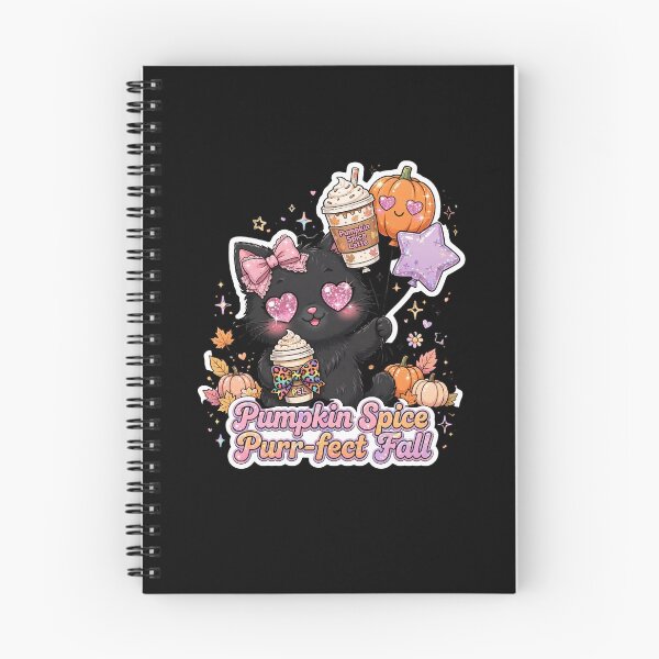Item preview, Pumpkin Spice Purr-fect Fall Black Cat Coquette PSL Balloons Kawaii designed and sold by HealingEraInk.