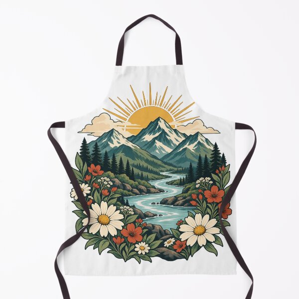 Item preview, Wildflower Mountain Sunrise – Alpine River Landscape Art designed and sold by Pixel & Ponder.