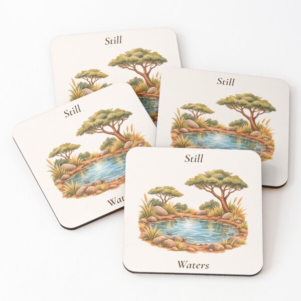 Item preview, Still Waters African Waterhole Watercolor designed and sold by mycute-stickers.