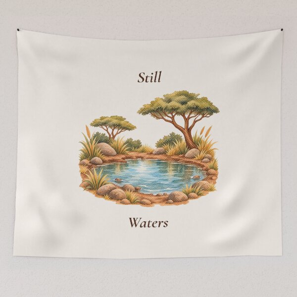 Item preview, Still Waters African Waterhole Watercolor designed and sold by mycute-stickers.