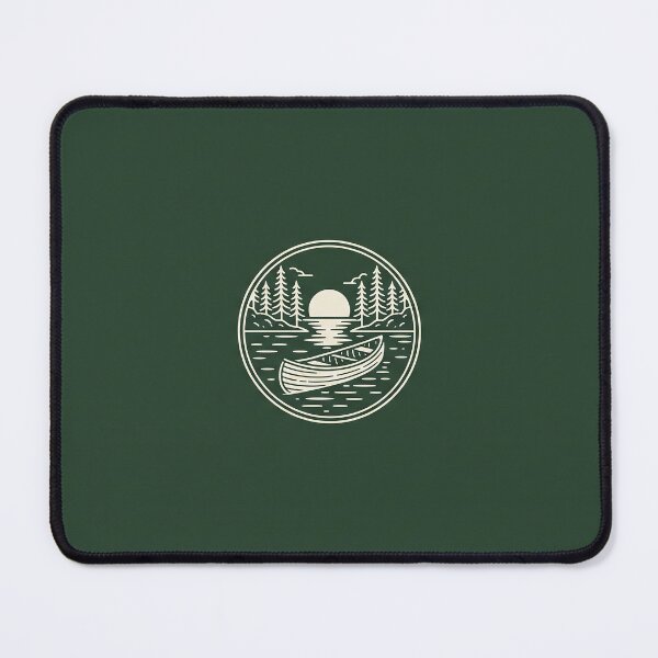 Item preview, Vintage Canoe on Sunset Lake - Outdoor Line Art Badge Sticker designed and sold by MissoStudio.