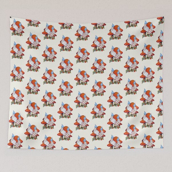 Item preview, Gnomes on Toadstools Sewing, Flowers, Fantasy Art Illustration designed and sold by JoyfulWhimsy.