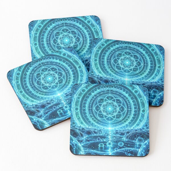 Item preview, Glowing Blue Sub-Cellular Sacred Geometry Mandala Horizon designed and sold by monkeybusiness.pt.