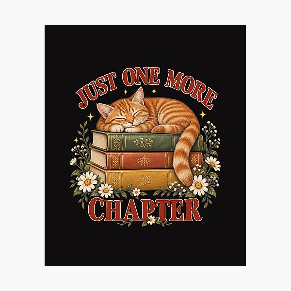 Item preview, ust One More Chapter – Sleeping Ginger Cat on Vintage Books designed and sold by NinaCreator.