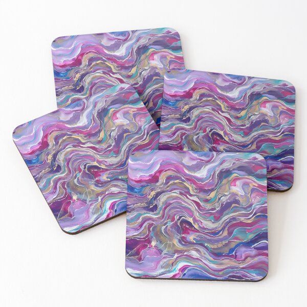Item preview, Purple Abstract Fluid art Acrylic Pink Blue Teal Gold Pattern designed and sold by ArtDesignTp.