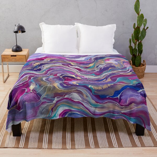 Item preview, Purple Abstract Fluid art Acrylic Pink Blue Teal Gold Pattern designed and sold by ArtDesignTp.