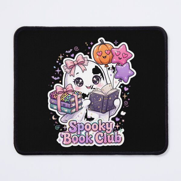 Item preview, Spooky Book Club Ghost Reading Kawaii Pumpkin Balloons Coquette designed and sold by HealingEraInk.
