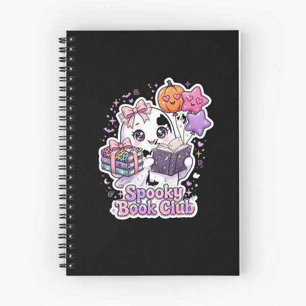 Item preview, Spooky Book Club Ghost Reading Kawaii Pumpkin Balloons Coquette designed and sold by HealingEraInk.