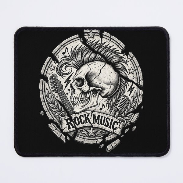 Item preview, Shattered Rock Music Skull Emblem designed and sold by JOHN44ART.
