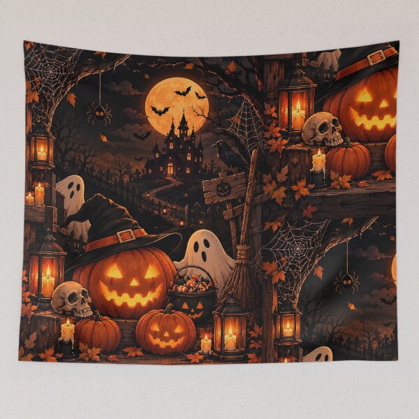 Item preview, Halloween Jack O Lantern Witch Haunted House designed and sold by littlepiptales.