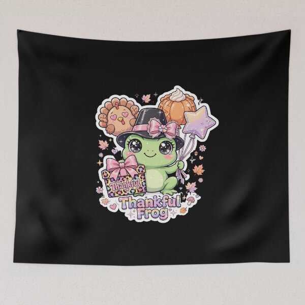 Item preview, Thankful Frog Thanksgiving Turkey Balloons Leopard Gift Kawaii designed and sold by HealingEraInk.