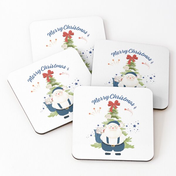 Item preview, Cute Blue Santa Claus with Christmas Tree and Letters - Merry Christmas Graphic designed and sold by poonzapoon.