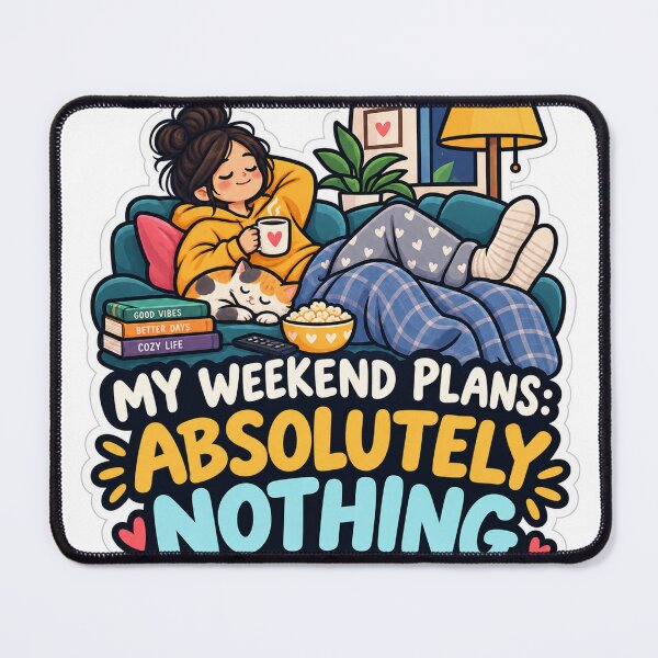 Item preview, My Weekend Plans Absolutely Nothing Introvert Homebody Sticker designed and sold by Pixel & Ponder.
