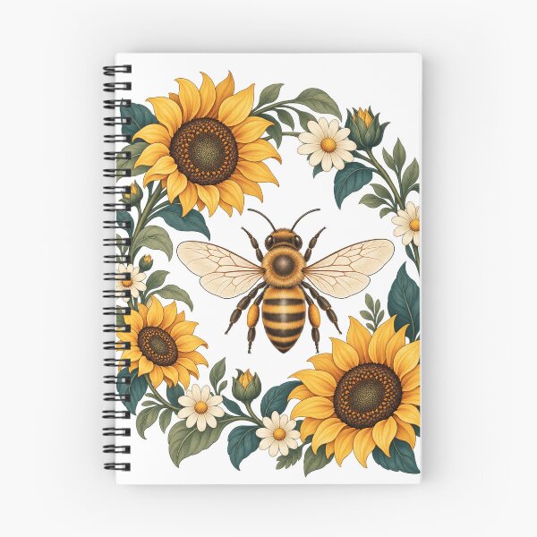 Item preview, Honeybee with Sunflowers and Daisies – Botanical Garden Art designed and sold by Pixel & Ponder.