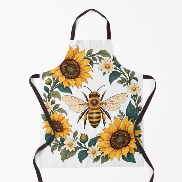 Item preview, Honeybee with Sunflowers and Daisies – Botanical Garden Art designed and sold by Pixel & Ponder.