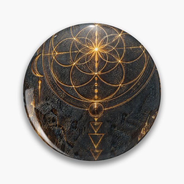 Artikelvorschau, Leuchtender goldener Monolith aus Korallenriffstein mit heiliger Geometrie entworfen und verkauft von monkeybusiness.pt.