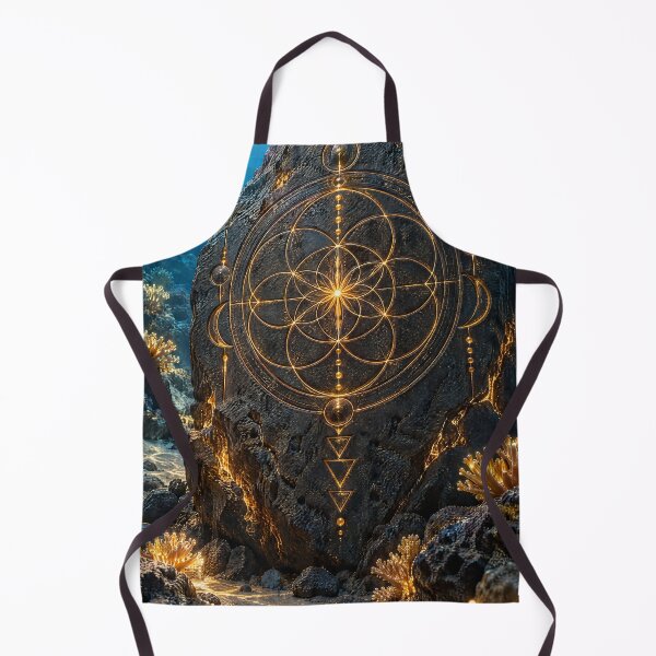 Item preview, Glowing Gold Sacred Geometry Coral Reef Stone Monolith designed and sold by monkeybusiness.pt.