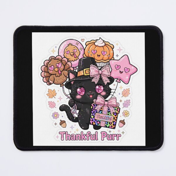 Item preview, Thankful Purr Black Cat Thanksgiving Turkey Balloons Leopard Gift Kawaii designed and sold by HealingEraInk.