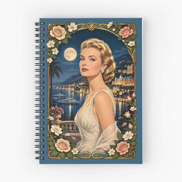 Item preview, Grace Kelly Monaco Art Nouveau Moonlight Floral Portrait designed and sold by BorgSpareParts.