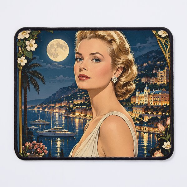 Item preview, Grace Kelly Monaco Art Nouveau Moonlight Floral Portrait designed and sold by BorgSpareParts.