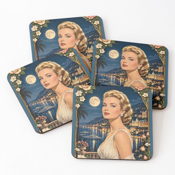 Item preview, Grace Kelly Monaco Art Nouveau Moonlight Floral Portrait designed and sold by BorgSpareParts.