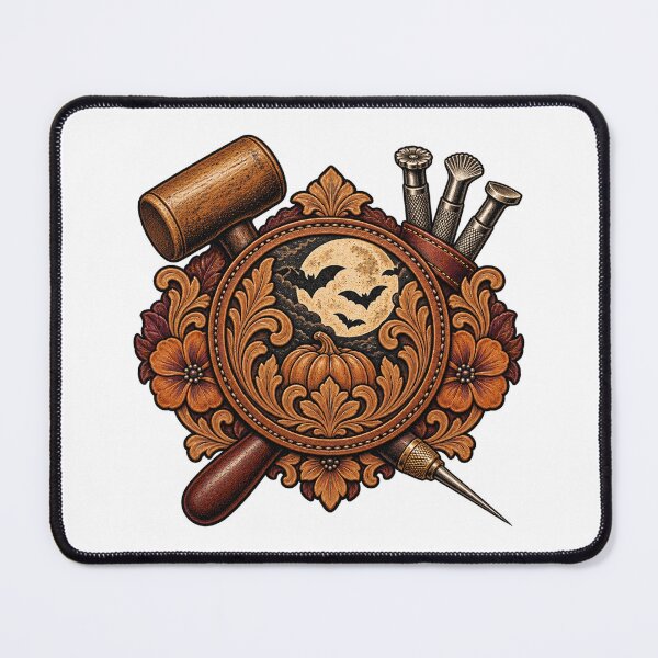 Item preview, Ornate Moonlit Tooled Leather Emblem designed and sold by UrbanCanvvas.