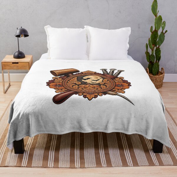 Item preview, Ornate Moonlit Tooled Leather Emblem designed and sold by UrbanCanvvas.