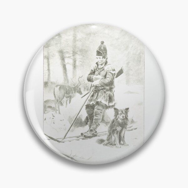 Item preview, Vintage Lapp Hunter with Reindeer and Dog Sketch designed and sold by Antique Science Press.
