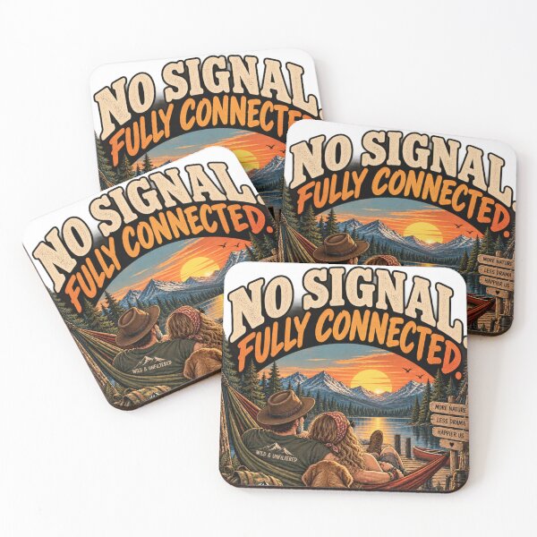 Item preview, No Signal Fully Connected – Retro Outdoor Camping Adventure designed and sold by JanRizz.