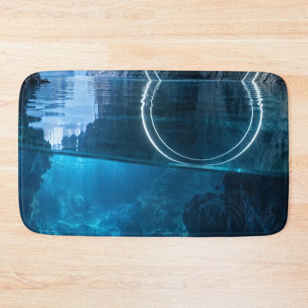 Item preview, Glowing Neon Circle Portal Sea Cave Water Reflection designed and sold by monkeybusiness.pt.