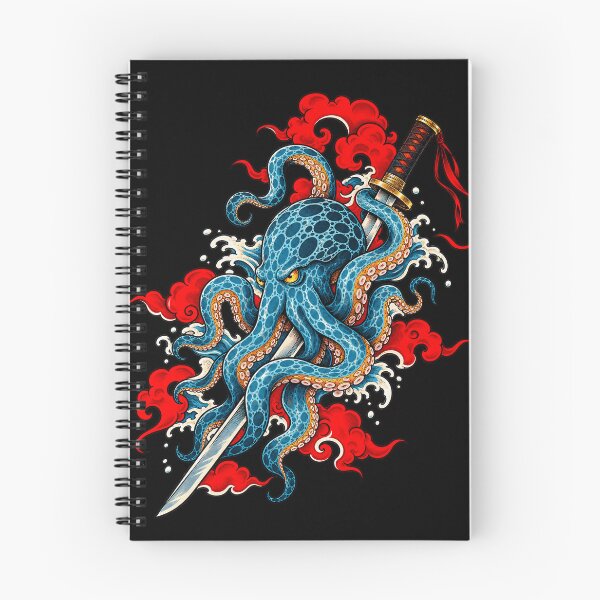 Item preview, Traditional Japanese Tattoo Blue Octopus and Katana designed and sold by Vermanartist.