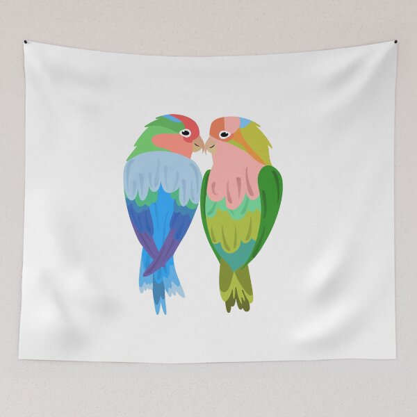 Item preview, Cute Lovebirds Couple Parrot Kissing designed and sold by Random Ink Society.