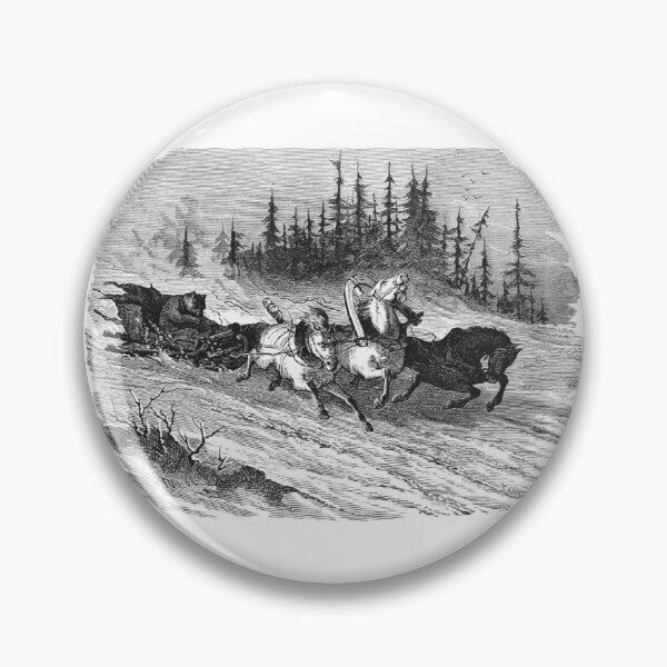 Item preview, Vintage Russian Troika Sleigh Ride Woodcut designed and sold by Antique Science Press.
