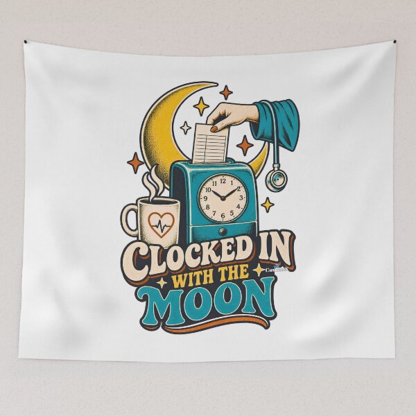 Item preview, Clocked In With the Moon designed and sold by EvergreenPark - Tee Studio.
